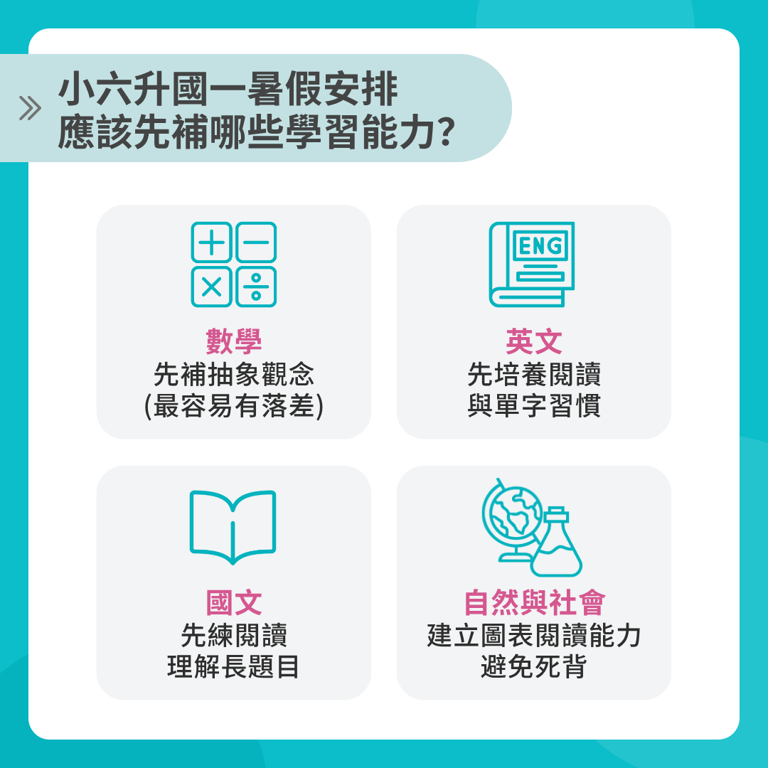 升國中的暑假要補哪些
